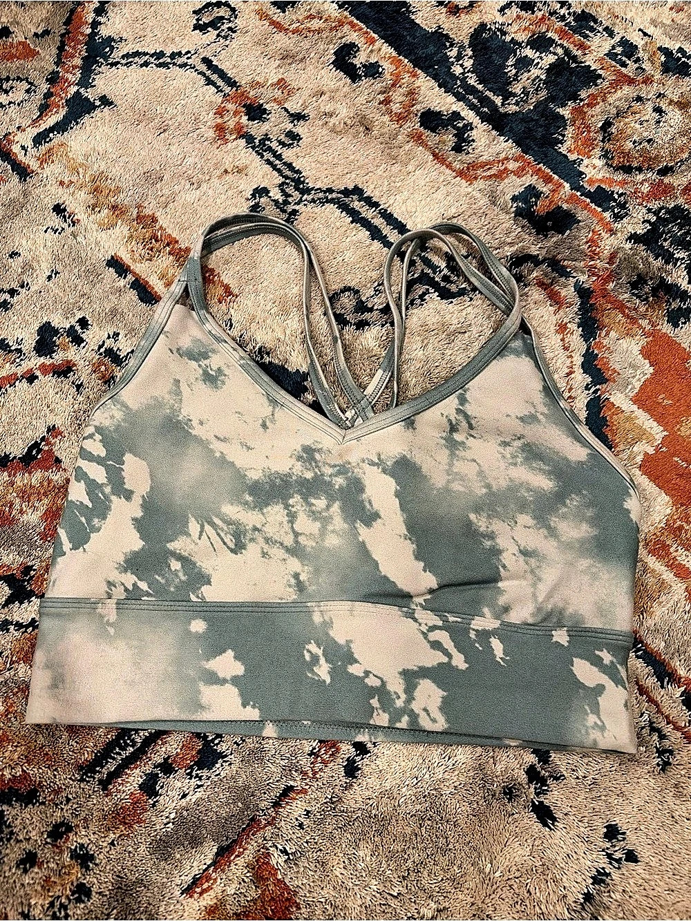 Women's Sports Bra in teal & White
